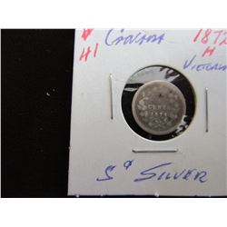 1872H CANADA VICTORIAN SILVER FIVE CENT