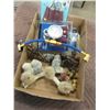 Image 2 : BOX WITH ORNAMENTS, EXERCISERS, ETC