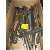 Image 1 : BOX OF ASSORTED CHISELS, HAMMER, PRY BARS ETC.