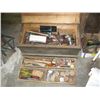 Image 2 : WOOD TOOLBOX WITH ASSORTED CONTENTS