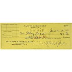 Max Yasgur Signed Check 