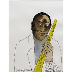 Sidney Bechet Watercolor Portrait 