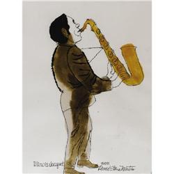 Illinois Jacquet Watercolor Portrait 