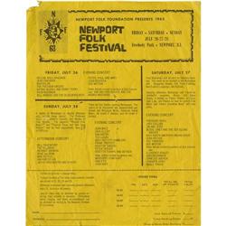 Bob Dylan Newport Folk Festival Handbill (1963) 