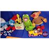Image 2 : Tray Lot : Stuffed Smurfs (2); Kermit Stuffy; Ernie Stuffy; Sesame Street Radio; Snoopy & Friends Ba