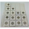 Image 1 : Qty 15: 1920-1930's Indian Head Nickels, etc in Cardboard Flips in Plastic Protector
