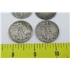 Image 2 : Qty 4 Coins: 1940's Walking Liberty Eagle Half Dollar