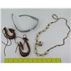 Image 1 : Qty 2 Wooden Fish Hook Pendants, Shell Lei & Sunglasses