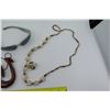 Image 2 : Qty 2 Wooden Fish Hook Pendants, Shell Lei & Sunglasses