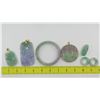 Image 1 : Qty 7 Carved Jade or Jade-Like Pendants, Bracelet, Rings