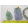 Image 2 : Qty 7 Carved Jade or Jade-Like Pendants, Bracelet, Rings