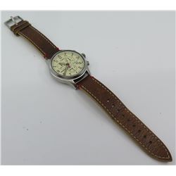 Timex Expedition Chronograph Indiglo Watch - 100m Stainless Steel  w/ Leather Band