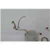 Image 3 : Qty 6 Carved Jade or Jade-Like Pendants, Red Stud Earring