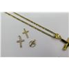 Image 3 : 18K Gold Plated Link Chain & 4 Cross Pendants