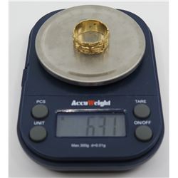 14K Gold Etched Hawaiian Ring  Size 5.5, 6.31 Grams