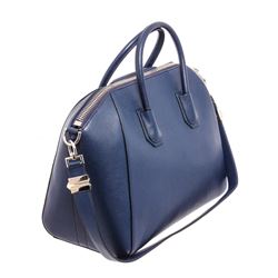 Givenchy Blue Leather Medium Antigona Satchel Shoulder Bag