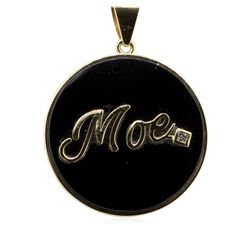 0.02 ctw Diamond and Black Onyx "Moe" Pendant - 14KT Yellow Gold