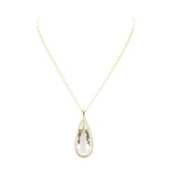 30.51 ctw Aquamarine and Diamond Pendant With Chain - 14KT Yellow Gold