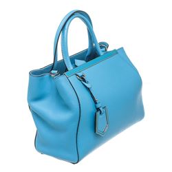 Fendi Blue Saffiano Leather Petite 2 Jours Tote Bag