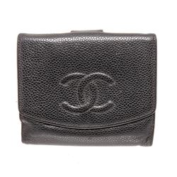 Chanel Black Caviar Leather Timeless Compact Wallet