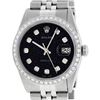 Rolex Mens Stainless Steel Black Diamond 36MM Datejust Wristwatch