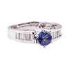 1.05 ctw Blue Sapphire and Diamond Ring - 18KT White Gold
