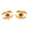 Image 1 : Chanel Gold-Tone Turn Lock CC Logo Clip On Earrings