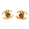 Image 2 : Chanel Gold-Tone Turn Lock CC Logo Clip On Earrings