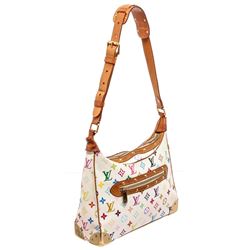 Louis Vuitton White Multicolore Monogram Canvas Leather Boulogne Bag