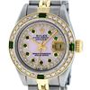 Rolex Ladies 2 Tone Yellow Gold MOP Diamond & Emerald Datejust Wristwatch