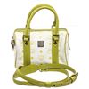 Image 1 : MCM Green & White Visetos Coated Canvas Leather Boston Bag