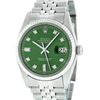 Rolex Mens Stainless Green Diamond 36MM Datejust Wristwatch