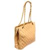 Chanel Beige Quilted Lambskin Leather Medium Tote Bag