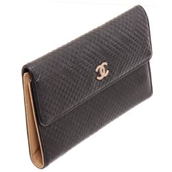 Chanel Black Leather Long Flap Wallet