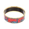 Image 5 : Hermes Orange Multicolor Enamel Gold Plated Duck Bangle Bracelet