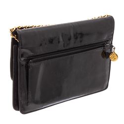 Chanel Vintage Black Patent Leather Timeless WOC Wallet On Chain Bag