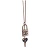 Image 4 : Chanel Silvertone Black Enamel Padlock and Heart Key Chain Necklace