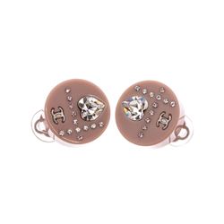 Chanel Mauve Crystal Heart Resin Clip-On Earrings