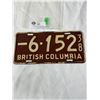 Image 1 : Rare 4 Digit 1938 British Columbia License Plate