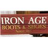 Image 2 : 1960's Iron Age Boots &Shoes Wooden Sign. 54" L x 18" w x 1.5"D