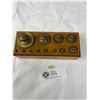 Image 1 : Beautiful Set of Vintage Brass Scale Weights Mounted in a Wooden Box