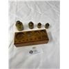 Image 3 : Beautiful Set of Vintage Brass Scale Weights Mounted in a Wooden Box