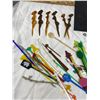 Image 2 : Large Lot of Vintage Swizzle Sticks and a Tiki Girl Plaque