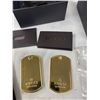 Image 2 : Very Nice Gold Plated Gucci (?) Dog Tags. With Bag and Box.