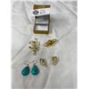Image 1 : Lovely Faux Pearl Set Plus a Pair of Sterling Silver and Turquois Earrings