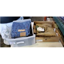New Bates size 8 and 1/2 combat boots and lot of new jeans