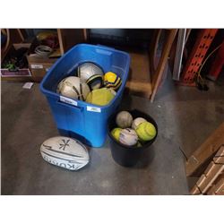 TOTE OF SPORTS BALLS, RUGBY BALL, SOCCER BALLS, SOFT BALLS, ETC