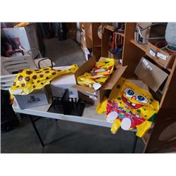 BOX OF BALOONS, SPONGEBOB, RACECAR, ETC AND BOOKENDS