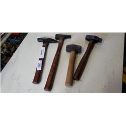 4 VINTAGE HAMMERS