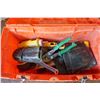 Image 2 : ORANGE TOOL BOX W/ CHALK LINES, LEATHER HOLSTERS, ETC